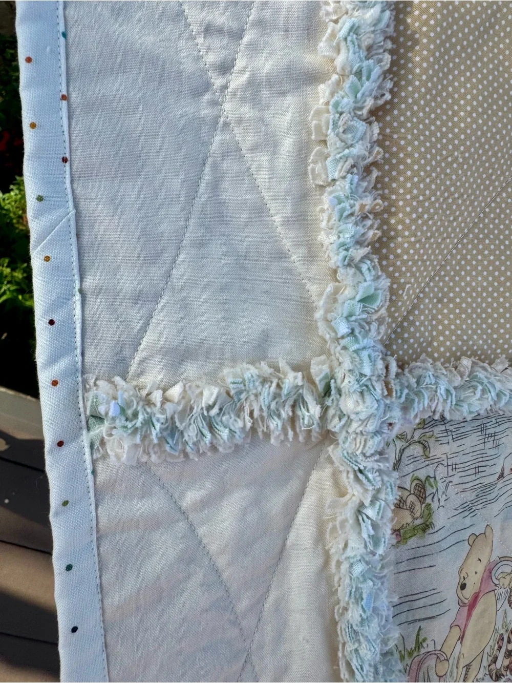 Winnie the Pooh Handcrafted Rag Quilted Baby/Toddler Blanket